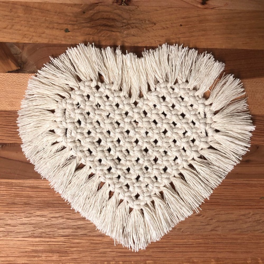 Handmade Boho 100% Cotton Macramé coasters - OFF WHITE. - Picture 3 of 11